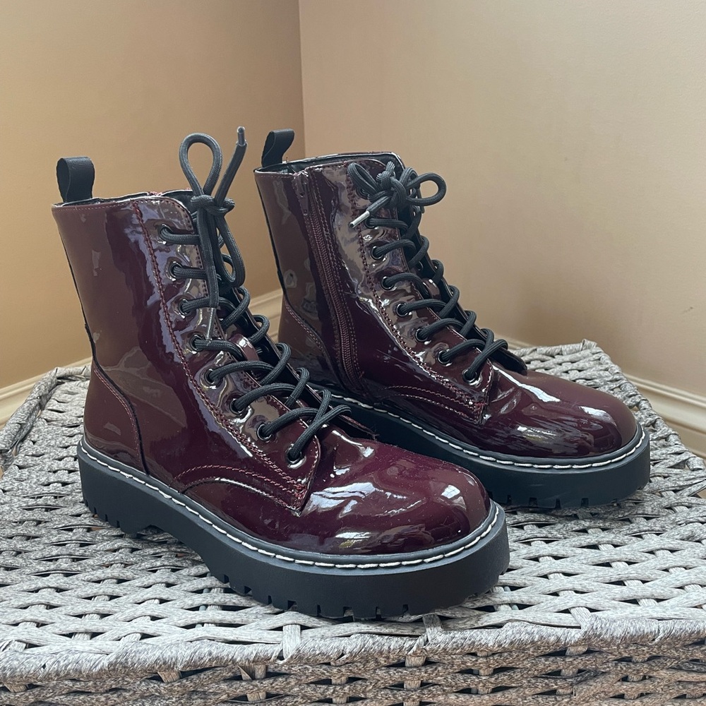 Stylish Burgundy Lace-Up Boots